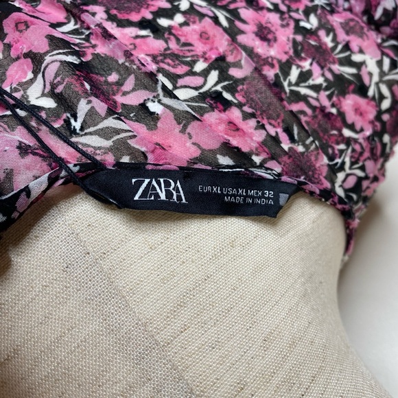 NWT Zara Floral Sheer Mutton Sleeve Midi Dress XL - Picture 5 of 9